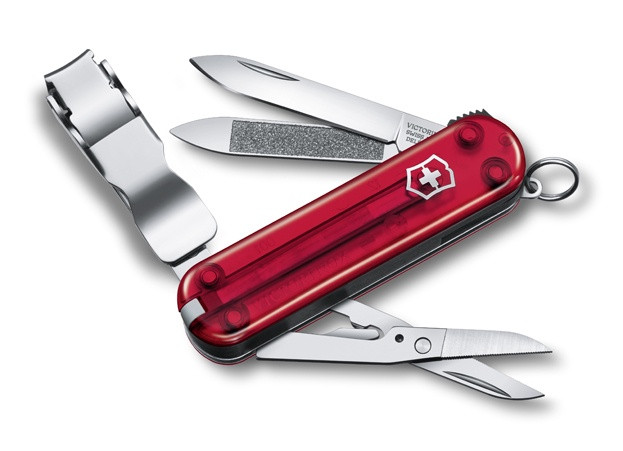 Складной нож VICTORINOX Nail Clip 0.6463.T, 8 функций, 65мм, красный полупрозрачный