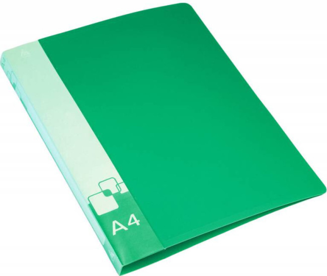 Папка на 4-х кольцах Бюрократ -0818/4RGRN A4 пластик 0.7мм кор.18мм внутр. с вставкой зеленый