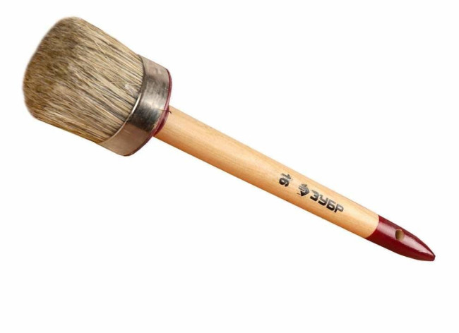 Кисть круглая ЗУБР "УНИВЕРСАЛ - МАСТЕР", светлая щетина, деревянная ручка, №20х65мм