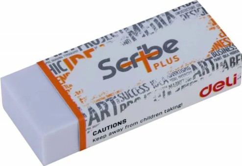 Ластик Deli EH00410 Scribe Plus 60x24x12мм белый индивидуальная картонная упаковка