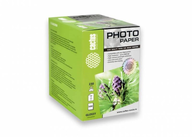 Бумага 10X15CM PHOTO GLOSSY 500SH CS-GA6230500 CACTUS
