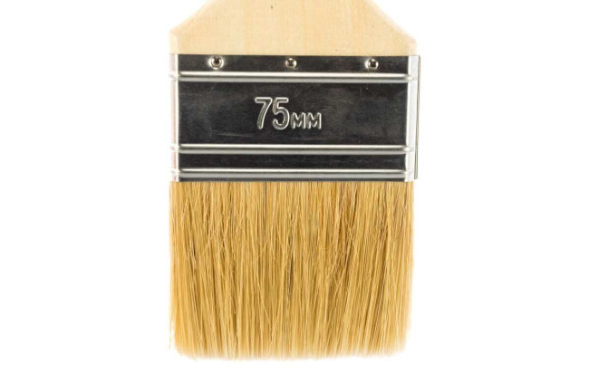 Плоская кисть STAYER Universal 75 мм 3" светлая натуральная щетина деревянная ручка 0102-075