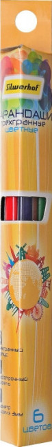 Карандаши цветные Silwerhof 134216-06 Солнечная коллекция трехгранные d 3мм 6цв. коробка/европод.