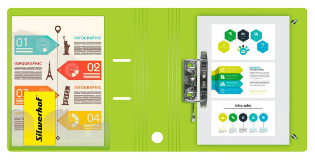 Папка-регистратор Silwerhof 355051 A4 70мм полифом салатовый