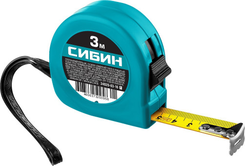 Рулетка в пластиковом корпусе СИБИН МЕТКА 3м 16мм 34020-03-16_z01