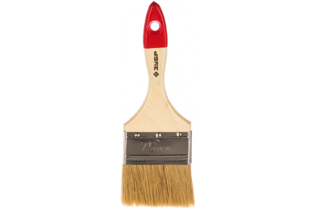 Малярная плоская кисть ЗУБР Универсал 75 мм 3'' натуральная светлая щетина деревянная ручка 4-01003-075