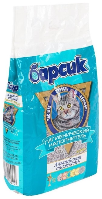 БАРСИК Альпийская свежесть 4,54 л впитывающий наполнитель для кошачьих туалетов 1 шт.