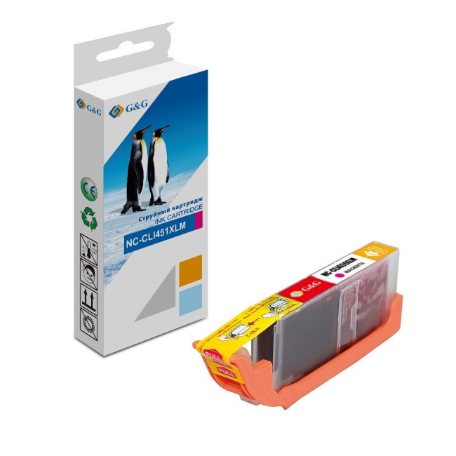 Картридж струйный G&G NC-CLI451XLM CLI-451XL М пурпурный (10.2мл) для Canon MG6340/5440/IP7240 Картридж струйный G&G NC-CLI451XLM CLI-451XL М пурпурный (10.2мл) для Canon MG6340/5440/IP7240