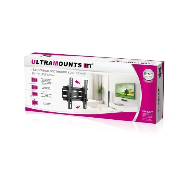 Кронштейн для телевизора наклонный Ultramounts UM836T 17"-43"