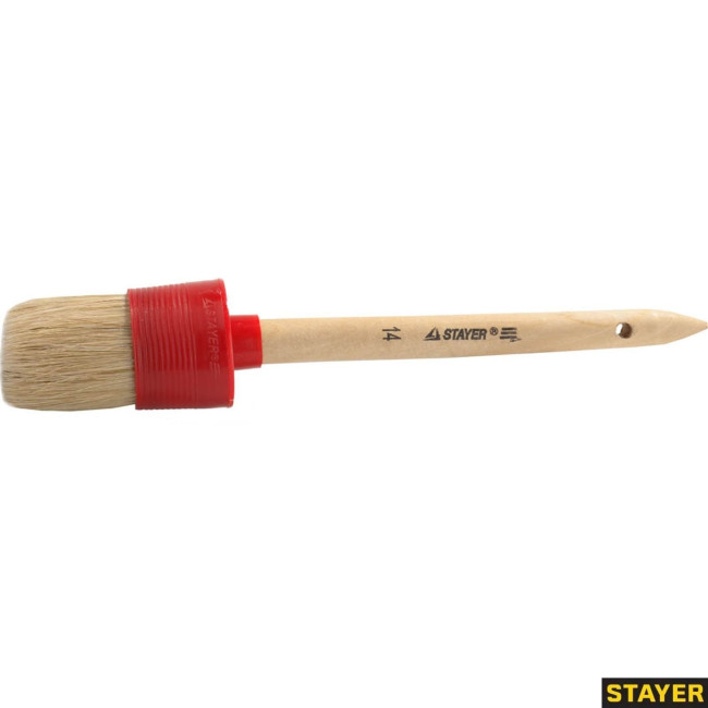 Кисть круглая STAYER "MASTER", светлая натурал. щетина, пластм. корпус, деревян. ручка, №14 x50мм