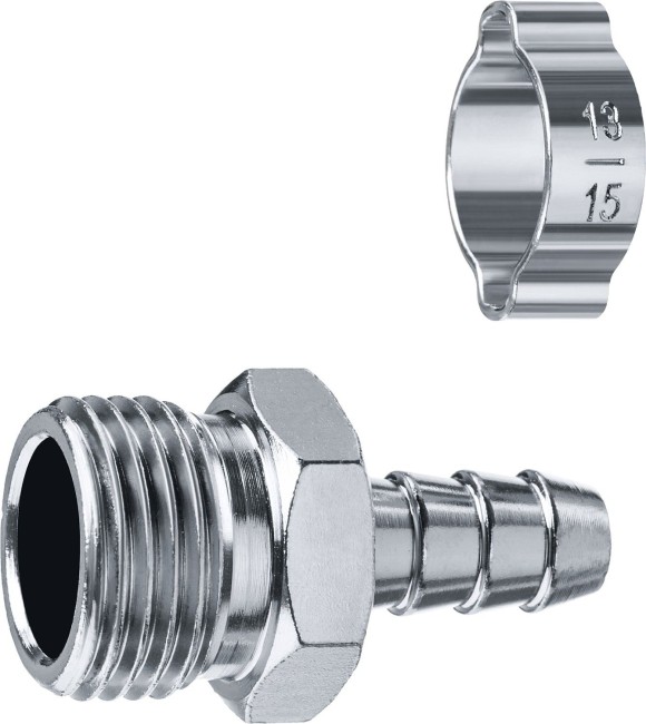 Переходник штуцер елочка 10 мм - 1/2M, с обжимным хомутом Зубр Профессионал,64924-1/2-10 Переходник штуцер елочка 10 мм - 1/2M, с обжимным хомутом Зубр Профессионал,64924-1/2-10