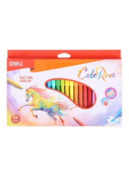 Фломастеры Deli EC10020 ColoRun Вентилируемый 24цв. коробка с европодвесом