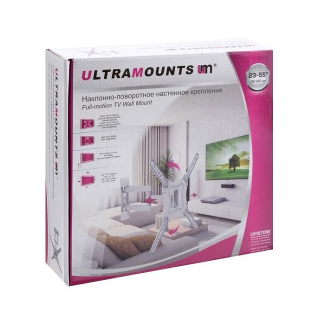 Кронштейн для телевизора наклонно-поворотный Ultramounts UM870W 23"-55"