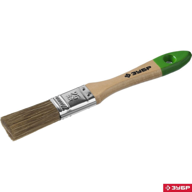 Кисть плоская 25мм ЗУБР "ЛАЗУРЬ-МАСТЕР", смешанная щетина, деревянная ручка, кисть малярная, 4-01009-025