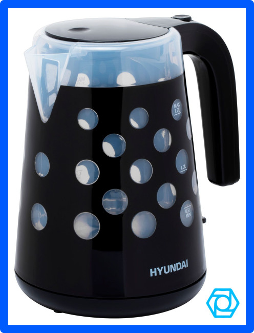 Чайник электрический Hyundai HYK-G2012 1.7л. 2000Вт черный/прозрачный (корпус: пластик)
