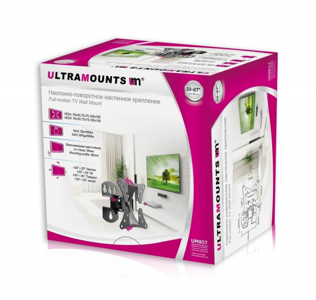 Кронштейн для телевизора с наклоном и поворотом Ultramounts UM857 13"-27"