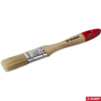 Кисть плоская ЗУБР "УНИВЕРСАЛ-МАСТЕР", натуральная щетина, деревянная ручка, 25мм