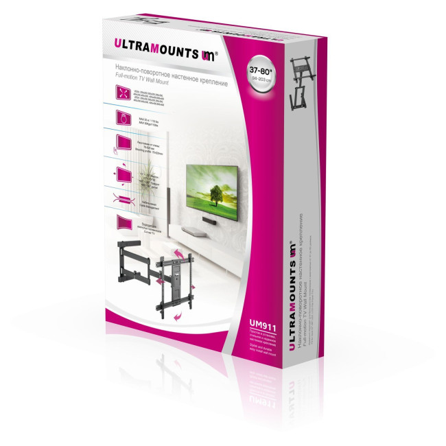 Кронштейн для телевизора наклонно-поворотный Ultramounts UM911 37"-80"