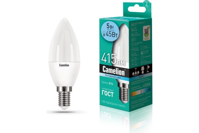 CAMELION LED5-C35/845/E14 (Эл.лампа светодиодная 5Вт 220В) CAMELION LED5-C35/845/E14 (Эл.лампа светодиодная 5Вт 220В)
