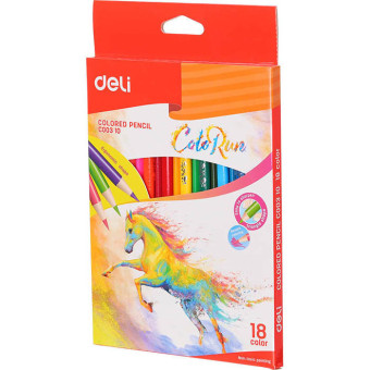 Карандаши цветные Deli EC00310 ColoRun тополь 18цв. коробка/европод.