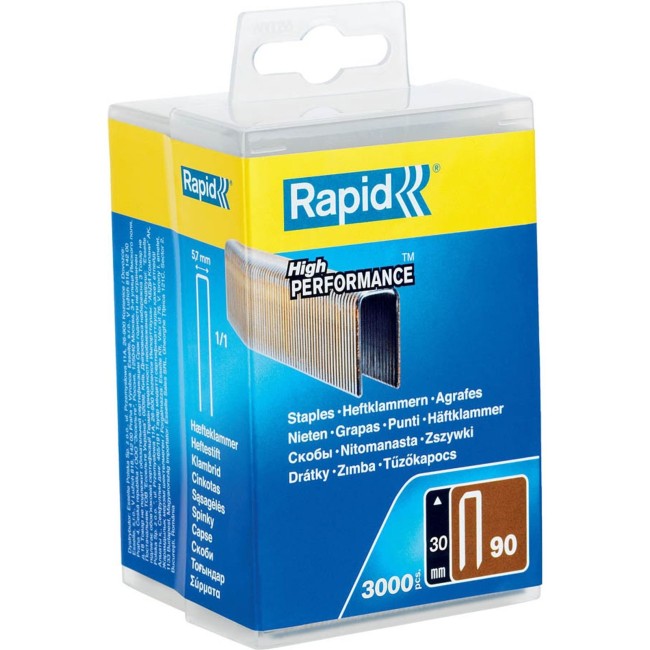 Скобы узкие, супертвердые, закаленные тип 90, RAPID 30 мм 3000 шт,5000125