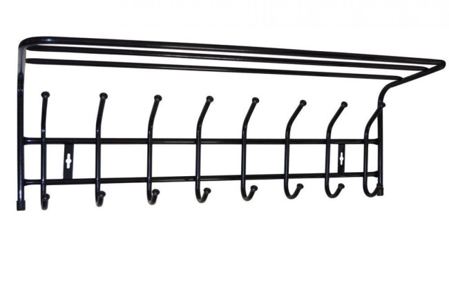 Вешалка с полкой настенная Nika 8 крючков черная (ВП8/Ч) Вешалка с полкой настенная Nika 8 крючков черная (ВП8/Ч)