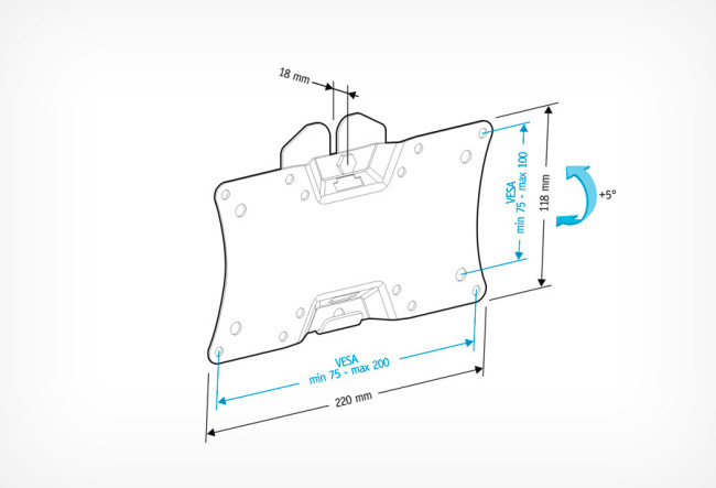 Кронштейн для телевизора Holder LCDS-5060 черный глянец 19"-32" макс.30кг настенный фиксированный