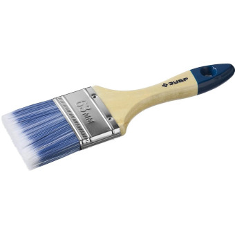 Кисть плоская ЗУБР "АКВА-МАСТЕР", искусственная щетина, деревянная ручка, 63мм