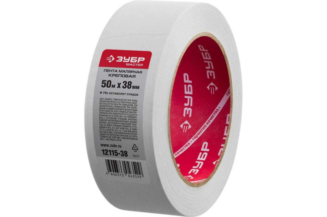 Скотч малярный креповый ЗУБР 38мм х 50м 12115-38 Скотч малярный креповый ЗУБР 38мм х 50м 12115-38