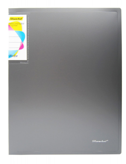 Папка на 4-х кольцах Silwerhof Perlen 271958-77 A4 1мм кор.38мм внутр. с вставкой серебристый металлик