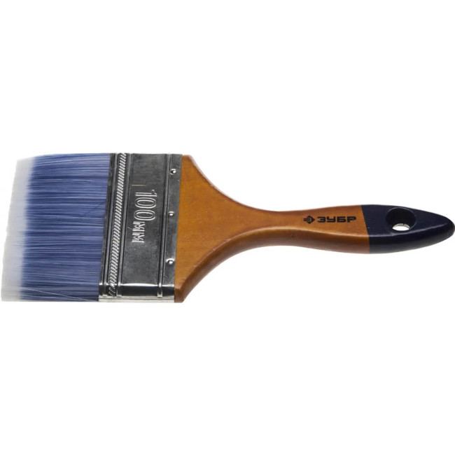 Кисть плоская ЗУБР "АКВА-МАСТЕР", искусственная щетина, деревянная ручка, 100мм