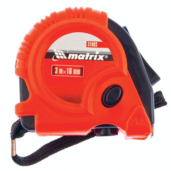 MATRIX Рулетка Rubber, 3 м х 16 мм, обрезиненный корпус 31003