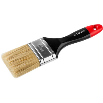 Кисть плоская STAYER "UNIVERSAL-PROFI", светлая натуральная щетина, деревянная ручка, 63мм