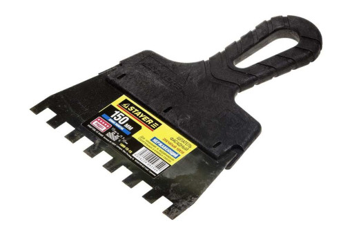 Фасадный зубчатый нержавеющий шпатель STAYER Inox-t 150мм зуб 10х10мм пластиковая ручка 1009-15-10