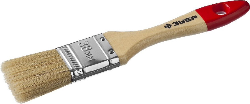 Комплект 6 шт, Кисть малярная плоская ЗУБР "УНИВЕРСАЛ-МАСТЕР", натуральная щетина, деревянная ручка, 38мм, 4-01003-038