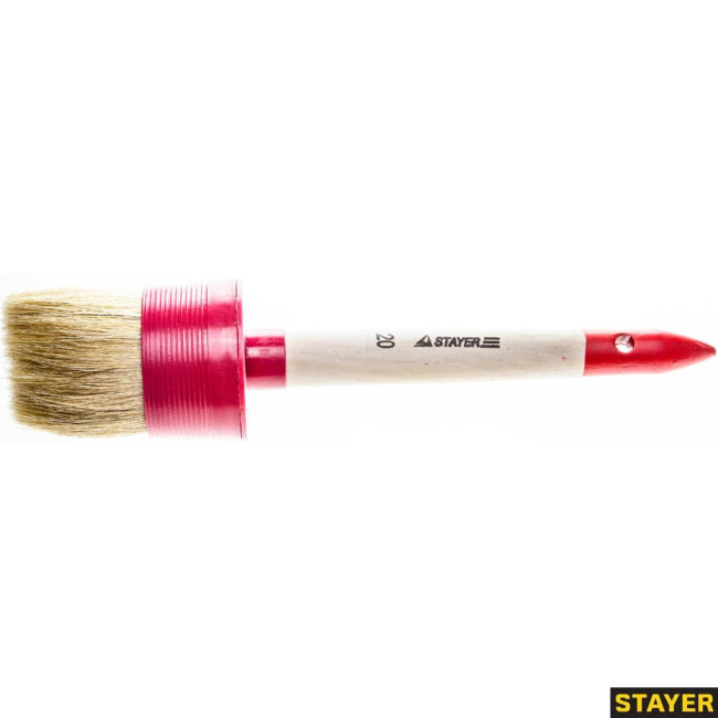 Комплект 4 шт, Кисть круглая STAYER "MASTER", светлая натурал. щетина, пластм. корпус, деревян. ручка, №20 x6, 0141-65 Комплект 4 шт, Кисть круглая STAYER "MASTER", светлая натурал. щетина, пластм. корпус, деревян. ручка, №20 x6, 0141-65