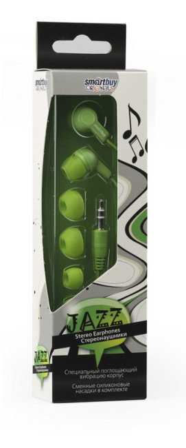 Внутриканальные наушники Smartbuy JAZZ (SBE-720), зеленый