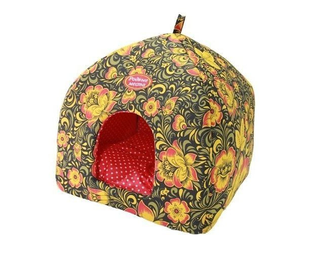 РОДНЫЕ МЕСТА Хохлома №2 45х45х53 см лежак мягкий избушка для животных 3410546