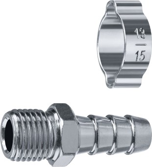 Переходник штуцер елочка 10 мм - 1/4M, с обжимным хомутом Зубр Профессионал,64924-1/4-10
