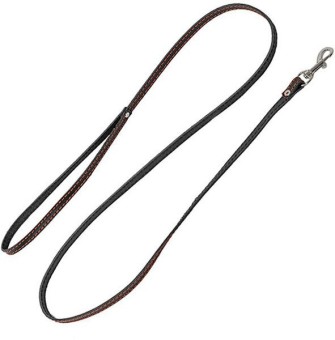 HOMEPET 25 ммх120 см поводок для собак кожаный простой простроченный черный