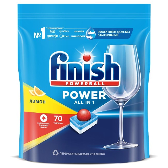 Таблетки Finish Power лимон (упак.:70шт) (3213236) для посудомоечных машин Таблетки Finish Power лимон (упак.:70шт) (3213236) для посудомоечных машин