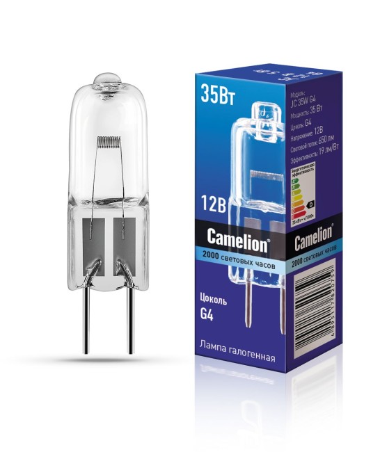 CAMELION JC 35W G4 (Эл.лампа галоген.без рефлектора, 12V, 2000 часов) CAMELION JC 35W G4 (Эл.лампа галоген.без рефлектора, 12V, 2000 часов)