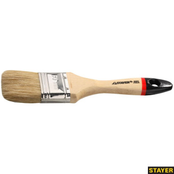 Кисть плоская STAYER "UNIVERSAL-EURO", светлая натуральная щетина, деревянная ручка, 50мм