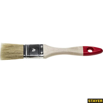 Кисть плоская STAYER "UNIVERSAL-STANDARD", светлая натуральная щетина, деревянная ручка, 38мм