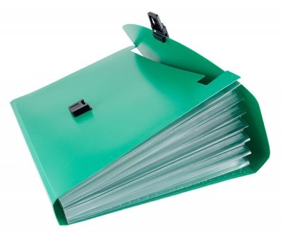 Портфель Бюрократ -BPP6GRN 6 отдел. A4 пластик 0.7мм зеленый