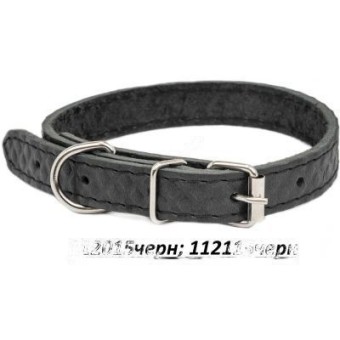 HOMEPET Ромбы 15 мм 17-27 см ошейник для собак кожаный простроченный с тиснением черный  112015черн