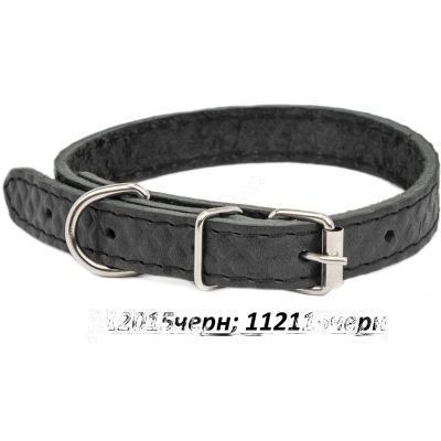 HOMEPET Ромбы 15 мм 17-27 см ошейник для собак кожаный простроченный с тиснением черный  112015черн