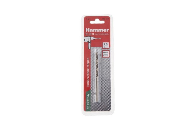 Сверло HAMMER Flex 202-510 DR CO 5,50мм*93мм кобальт M35, DIN338, HRC65-70