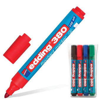 Набор маркеров для флипчартов Edding E-380/4 S круглый пиш. наконечник 1.5-3мм 4цв. ассорти