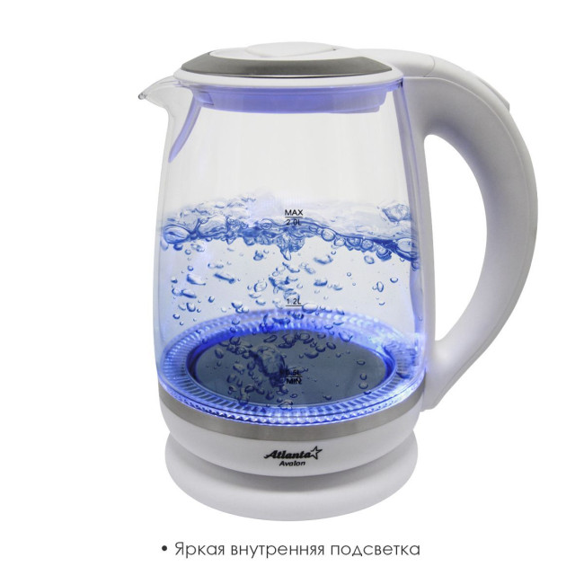 Чайник электрический ATLANTA ATH-2471 стекло белый